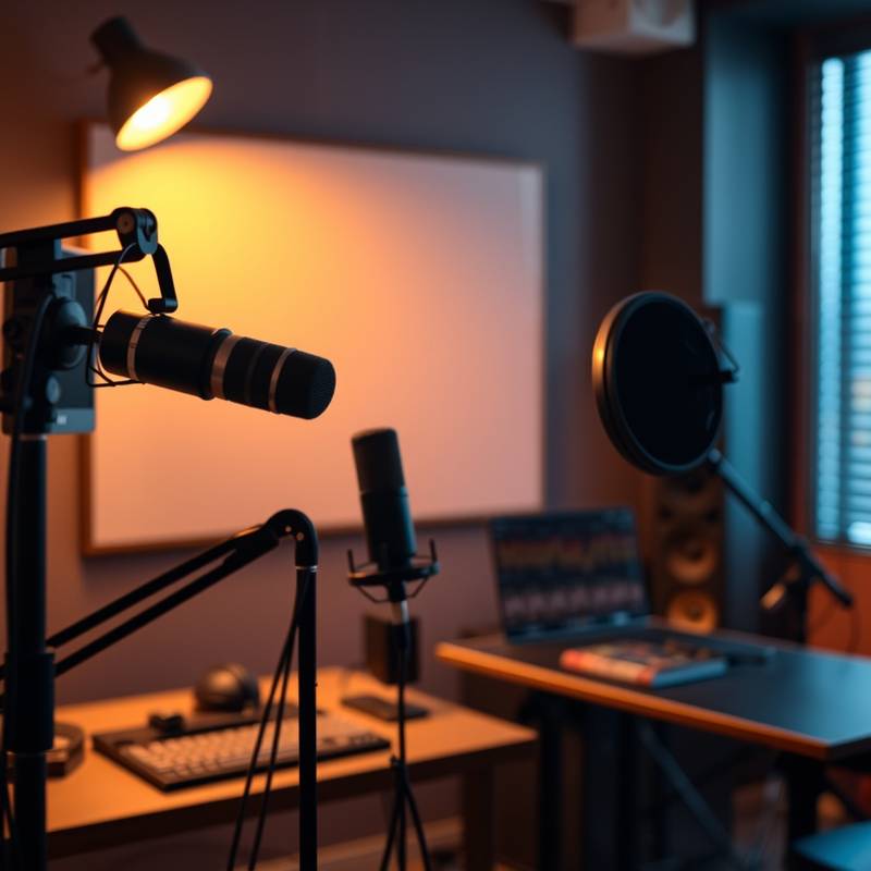 Imagem representativa de um podcast em estúdio